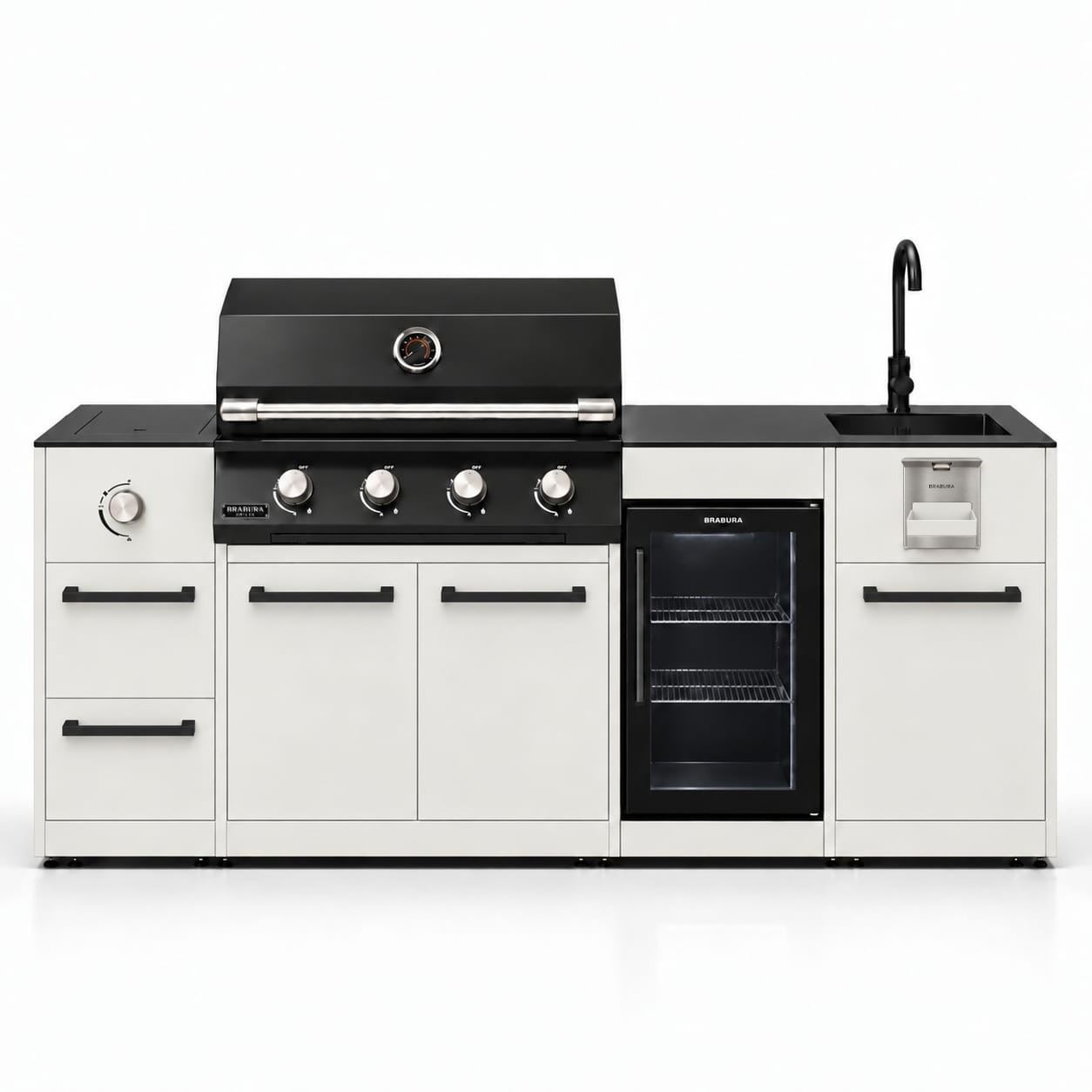 מטבח חוץ נייד 2.15 מטר עם גריל ומקרר – BRABURA COMPACT 400 PANTONE